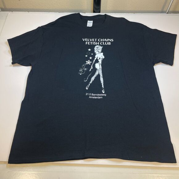 NEW VELVET CHAINS Pin Up Girl Sex Club Dive Bar Rocker TEE T SHIRT Sz Mens XL - Picture 2 of 3